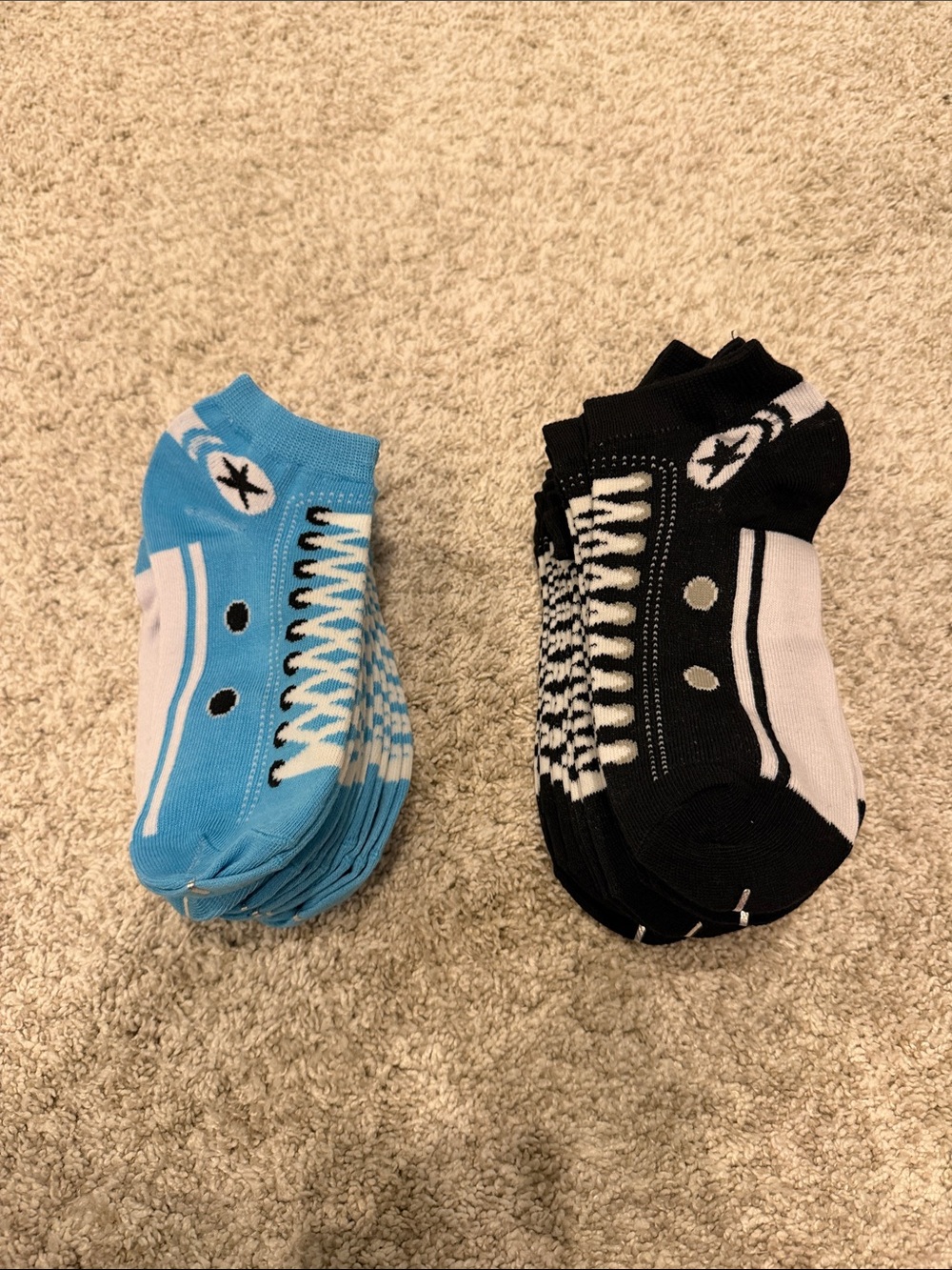 Converse looking socks. 6 pairs of blue 9pairs of black. Adorable!NWT